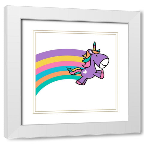 Happy Unicorn Trio I -purple White Modern Wood Framed Art Print with Double Matting by Reed, Tara