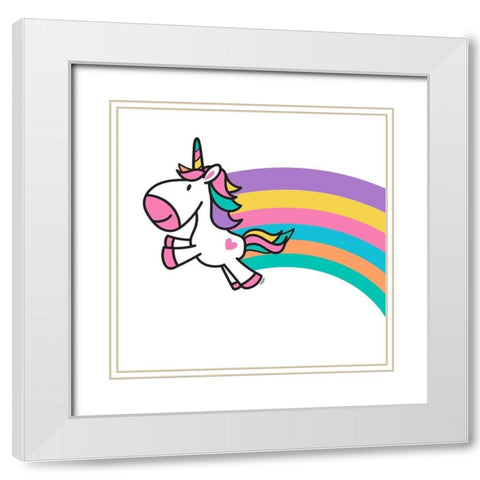 Happy Unicorn Trio III- white White Modern Wood Framed Art Print with Double Matting by Reed, Tara