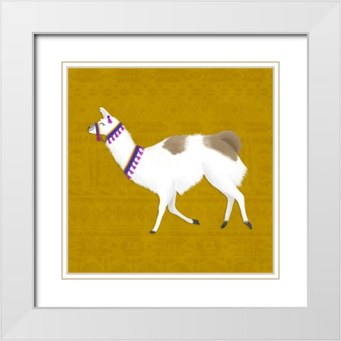 Lovely Llama Jewel Tones IV-Gold White Modern Wood Framed Art Print with Double Matting by Noonday Design