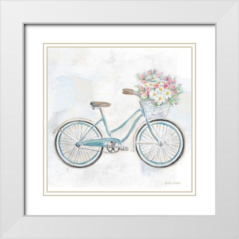 Vintage Bike w/flower basket I White Modern Wood Framed Art Print with Double Matting by Coulter, Cynthia