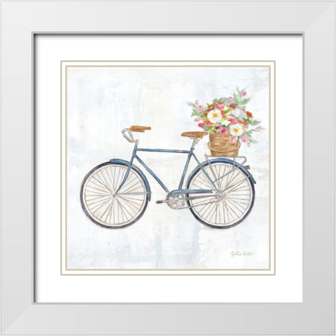Vintage Bike w/flower basket II White Modern Wood Framed Art Print with Double Matting by Coulter, Cynthia
