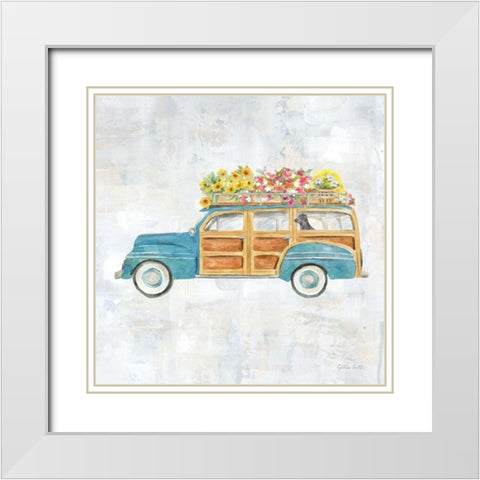 Vintage Station Wagon White Modern Wood Framed Art Print with Double Matting by Coulter, Cynthia
