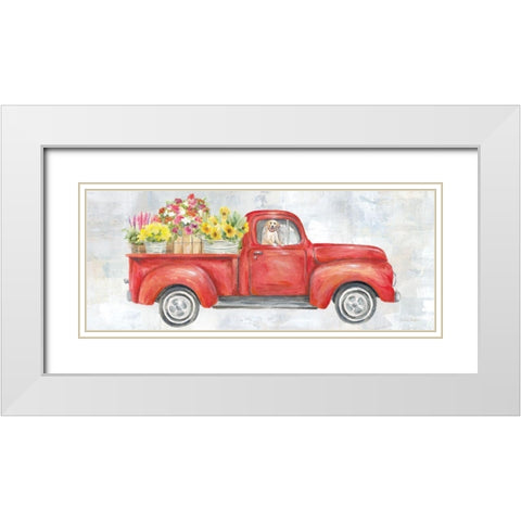Vintage Red Truck Panel White Modern Wood Framed Art Print with Double Matting by Coulter, Cynthia
