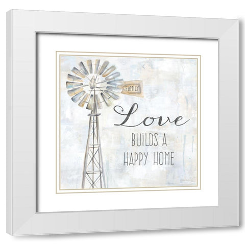 Windmill Love Sentiment White Modern Wood Framed Art Print with Double Matting by Coulter, Cynthia