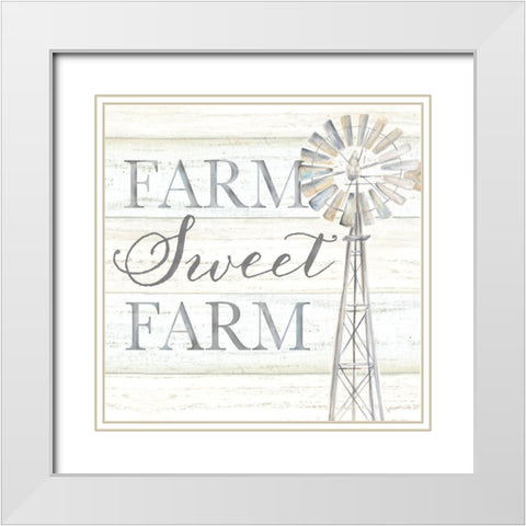 Windmill Farm Sweet Farm Sentiment White Modern Wood Framed Art Print with Double Matting by Coulter, Cynthia