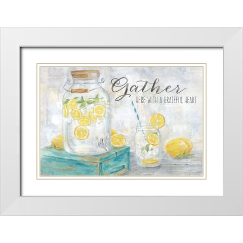 Gather Here Country Lemons Landscape White Modern Wood Framed Art Print with Double Matting by Coulter, Cynthia