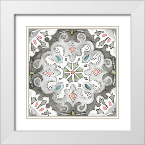 Jewel Medallion Gray I White Modern Wood Framed Art Print with Double Matting by CoulterCynthia