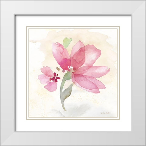 Poppy Single Pink White Modern Wood Framed Art Print with Double Matting by CoulterCynthia