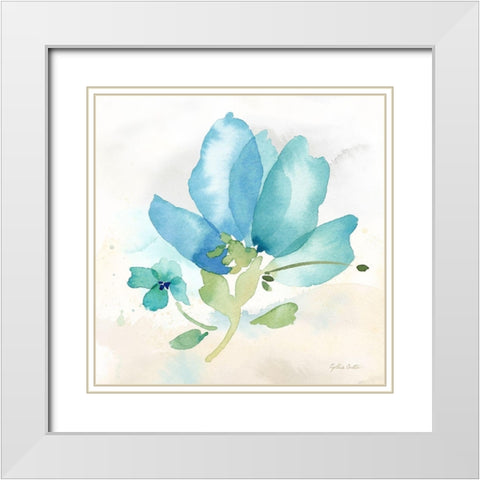 Poppy Single Blue White Modern Wood Framed Art Print with Double Matting by CoulterCynthia