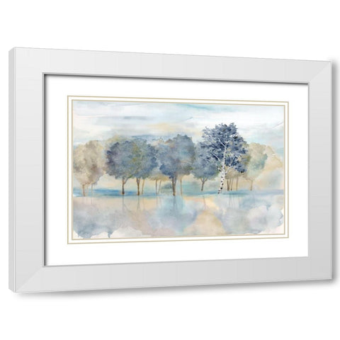 Treeline Reflection Landscape White Modern Wood Framed Art Print with Double Matting by CoulterCynthia