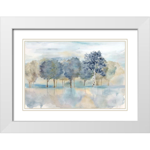 Treeline Reflection Landscape White Modern Wood Framed Art Print with Double Matting by CoulterCynthia
