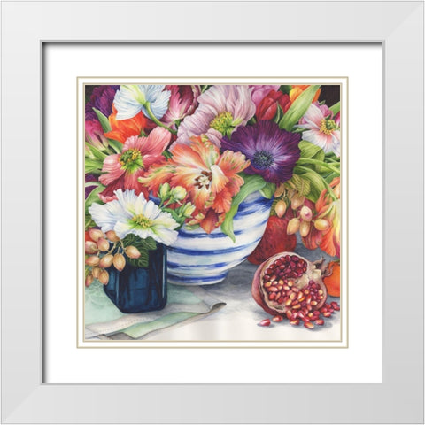 Vibrant Bouquet Still Life White Modern Wood Framed Art Print with Double Matting by Wicks, Jane