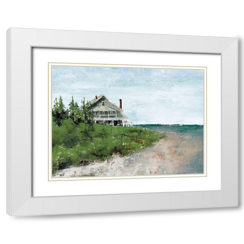 Beach Cottage Life White Modern Wood Framed Art Print with Double Matting by Cusson, Marie-Elaine