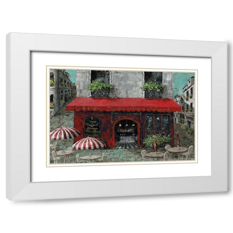 CafÃ© Monmartre White Modern Wood Framed Art Print with Double Matting by Cusson, Marie-Elaine