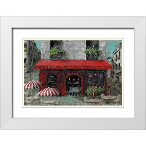 CafÃ© Monmartre White Modern Wood Framed Art Print with Double Matting by Cusson, Marie-Elaine