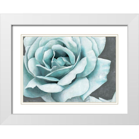 Rose Bloom White Modern Wood Framed Art Print with Double Matting by Cusson, Marie-Elaine