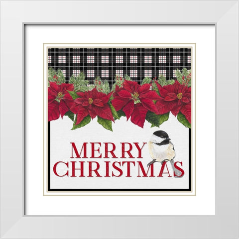 Chickadee Christmas Red II Merry Christmas White Modern Wood Framed Art Print with Double Matting by Reed, Tara