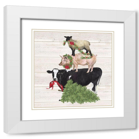 Christmas on the Farm VI-Trio Facing left White Modern Wood Framed Art Print with Double Matting by Reed, Tara