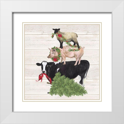 Christmas on the Farm VI-Trio Facing left White Modern Wood Framed Art Print with Double Matting by Reed, Tara