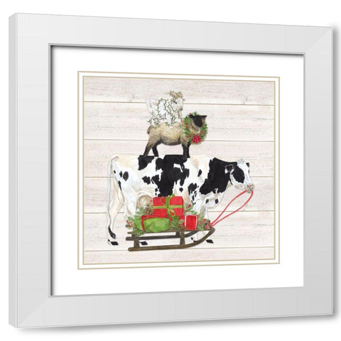 Christmas on the Farm VII-Trio Facing right White Modern Wood Framed Art Print with Double Matting by Reed, Tara