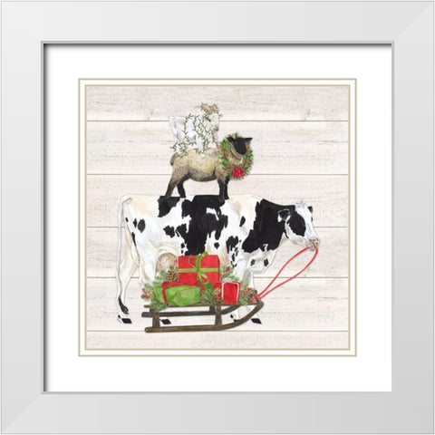 Christmas on the Farm VII-Trio Facing right White Modern Wood Framed Art Print with Double Matting by Reed, Tara