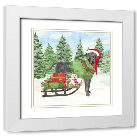 Dog Days of Christmas II-Sled with Gifts White Modern Wood Framed Art Print with Double Matting by Reed, Tara