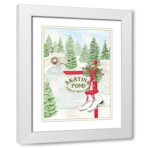 Sleigh Bells Ring-Skating Pond White Modern Wood Framed Art Print with Double Matting by Reed, Tara