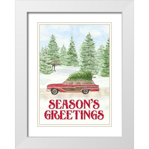 Sleigh Bells Ring-Seasons Greetings White Modern Wood Framed Art Print with Double Matting by Reed, Tara