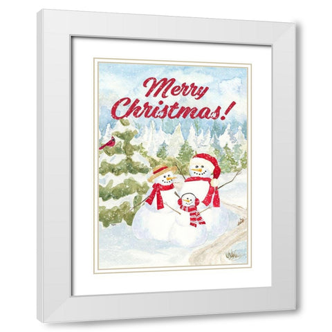 Snowman Wonderland portrait-Family Scene  White Modern Wood Framed Art Print with Double Matting by Reed, Tara