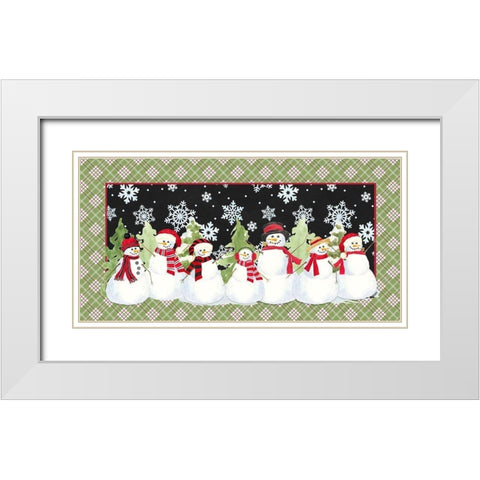 Snowman Wonderland-Green Plaid White Modern Wood Framed Art Print with Double Matting by Reed, Tara