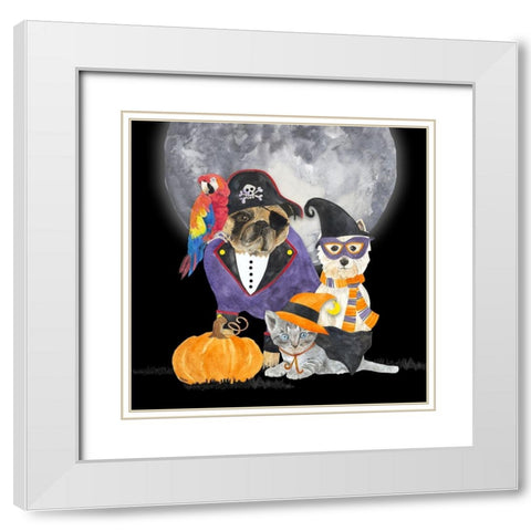 Fright Night Friends III-Pirate Pug White Modern Wood Framed Art Print with Double Matting by Reed, Tara