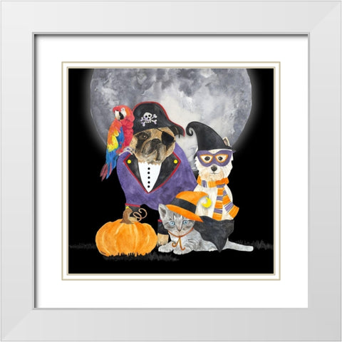 Fright Night Friends III-Pirate Pug White Modern Wood Framed Art Print with Double Matting by Reed, Tara