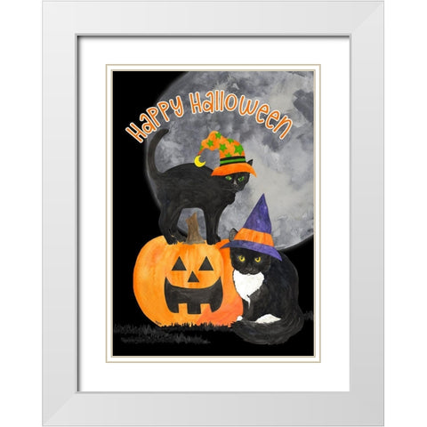 Fright Night Friends-Happy Halloween IV White Modern Wood Framed Art Print with Double Matting by Reed, Tara