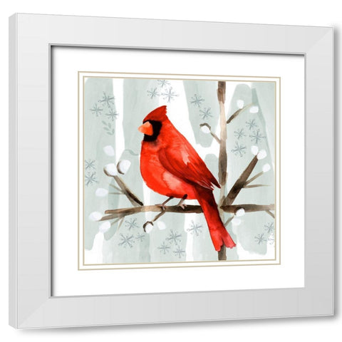 Christmas Hinterland I-Cardinal White Modern Wood Framed Art Print with Double Matting by Northern Lights