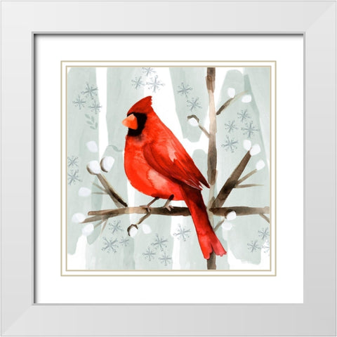 Christmas Hinterland I-Cardinal White Modern Wood Framed Art Print with Double Matting by Northern Lights