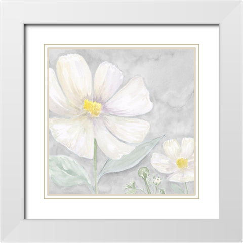 Peaceful Repose Floral on Gray III White Modern Wood Framed Art Print with Double Matting by Reed, Tara