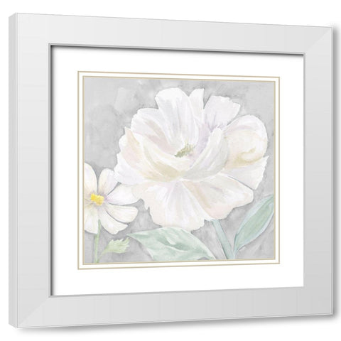 Peaceful Repose Floral on Gray IV White Modern Wood Framed Art Print with Double Matting by Reed, Tara