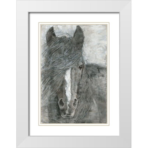Horse in the Wind White Modern Wood Framed Art Print with Double Matting by Cusson, Marie Elaine