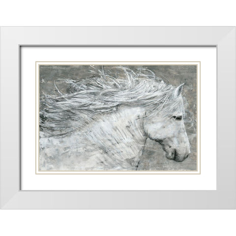 Wild Horse White Modern Wood Framed Art Print with Double Matting by Cusson, Marie Elaine