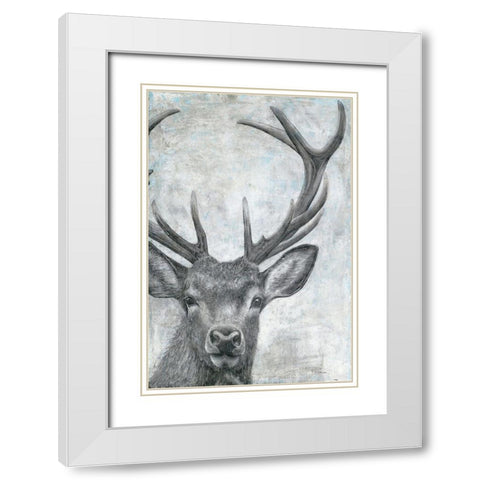 Portrait of a Deer White Modern Wood Framed Art Print with Double Matting by Cusson, Marie Elaine