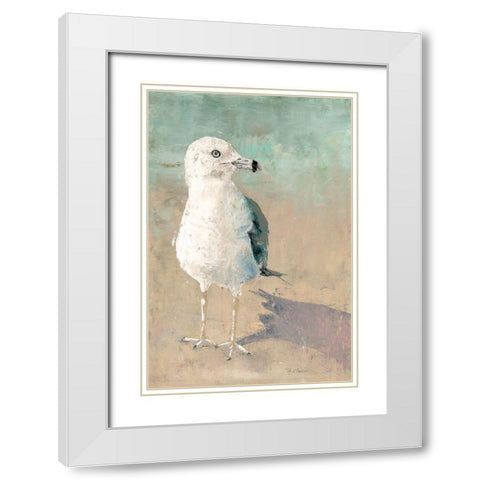 Beach Bird White Modern Wood Framed Art Print with Double Matting by Cusson, Marie Elaine
