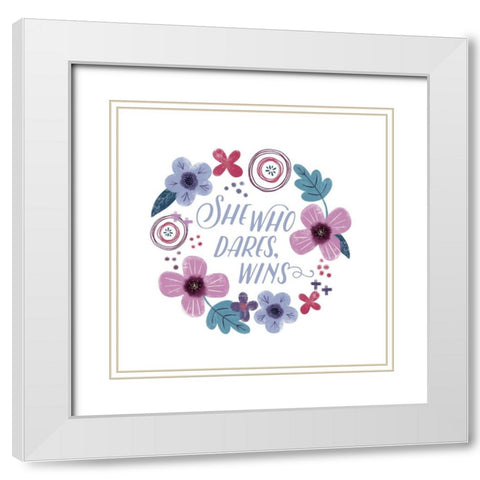 Fierce Girl II Dares White Modern Wood Framed Art Print with Double Matting by Noonday Designs