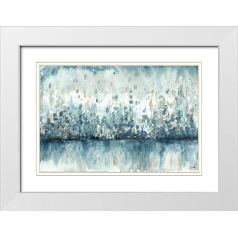 Lakeside Abstract White Modern Wood Framed Art Print with Double Matting by Tre Sorelle Studios