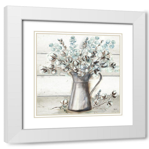 Farmhouse Cotton Tin Pitcher White Modern Wood Framed Art Print with Double Matting by Tre Sorelle Studios