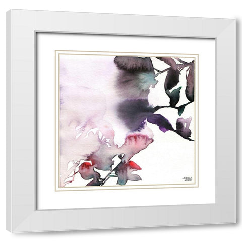 Watercolor Floral Pink Purple Trio I White Modern Wood Framed Art Print with Double Matting by Bijou, Andrea