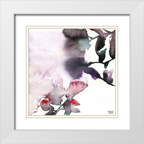 Watercolor Floral Pink Purple Trio I White Modern Wood Framed Art Print with Double Matting by Bijou, Andrea