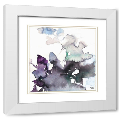 Watercolor Floral Pink Purple Trio III White Modern Wood Framed Art Print with Double Matting by Bijou, Andrea