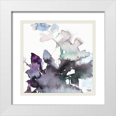 Watercolor Floral Pink Purple Trio III White Modern Wood Framed Art Print with Double Matting by Bijou, Andrea