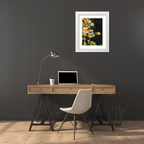 Roses on Black White Modern Wood Framed Art Print with Double Matting by Bijou, Andrea