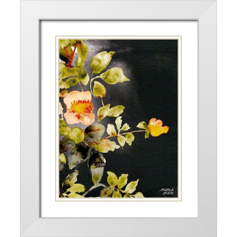 Roses on Black White Modern Wood Framed Art Print with Double Matting by Bijou, Andrea